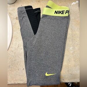 Nike Gray and Yellow Leggings